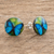 Resin and paper button earrings, 'Morpheus' - Butterfly Resin and Paper Button Earrings from Costa Rica (image 2b) thumbail