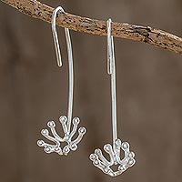Sterling silver drop earrings, 'Shining Dandelion'