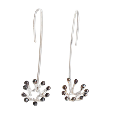 Sterling silver drop earrings, 'Dandelion' - Sterling Silver Dandelion Drop Earrings from Costa Rica