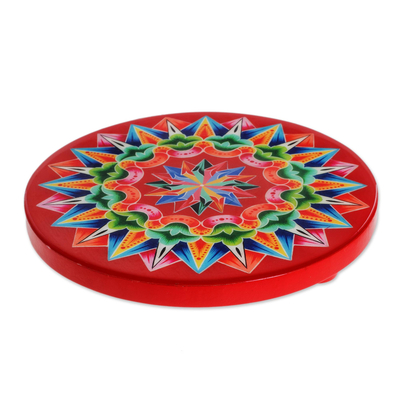 Decoupage Wood Trivet in Red from Costa Rica