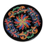 Decoupage  wood trivet, 'Wonderful Tradition' - Decoupage Wood Trivet in Black from Costa Rica
