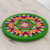 Decoupage wood trivet, 'Traditional Colors in Green' - Decoupage Wood Trivet in Green from Costa Rica