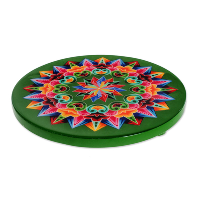 Decoupage Wood Trivet in Green from Costa Rica
