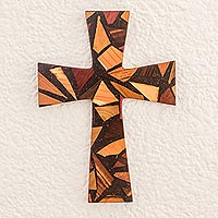 Reclaimed wood wall cross, 'Love and Hope'