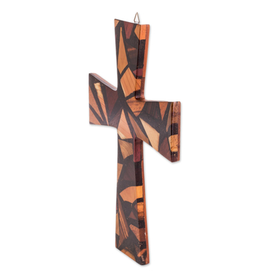 Reclaimed wood wall cross, 'Love and Hope' - Reclaimed Wood Wall Cross from Costa Rica
