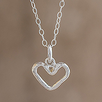 Sterling silver pendant necklace, 'Unconditional'