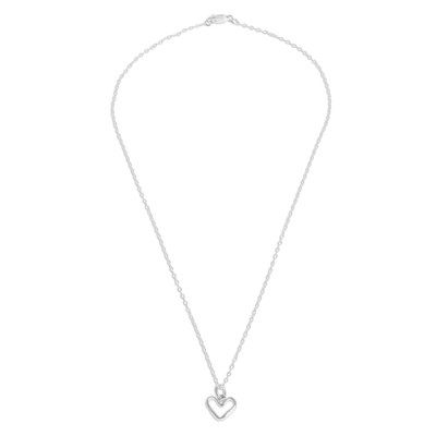 Sterling silver pendant necklace, 'Unconditional' - Heart-Shaped Sterling Silver Pendant Necklace