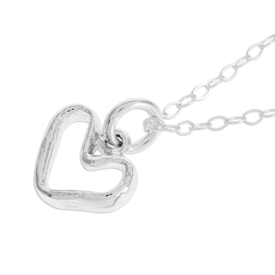 Sterling silver pendant necklace, 'Unconditional' - Heart-Shaped Sterling Silver Pendant Necklace
