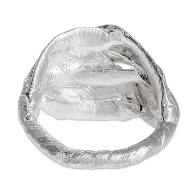 Sterling silver cocktail ring, 'Textured Braids' - Textured Sterling Silver Cocktail Ring from Costa Rica
