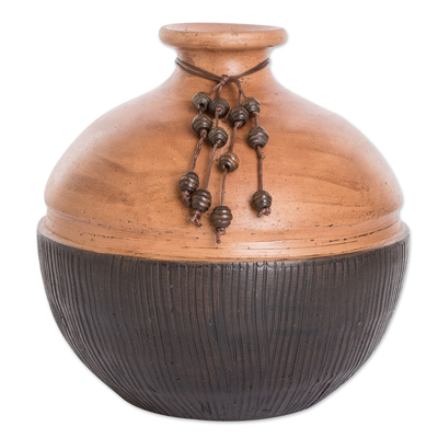 Dekorative Keramikvase - Handgefertigte dekorative Keramikvase in Braun aus Guatemala