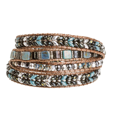 Shiny Glass Beaded Wrap Bracelet from Guatemala - Starry Brilliance ...