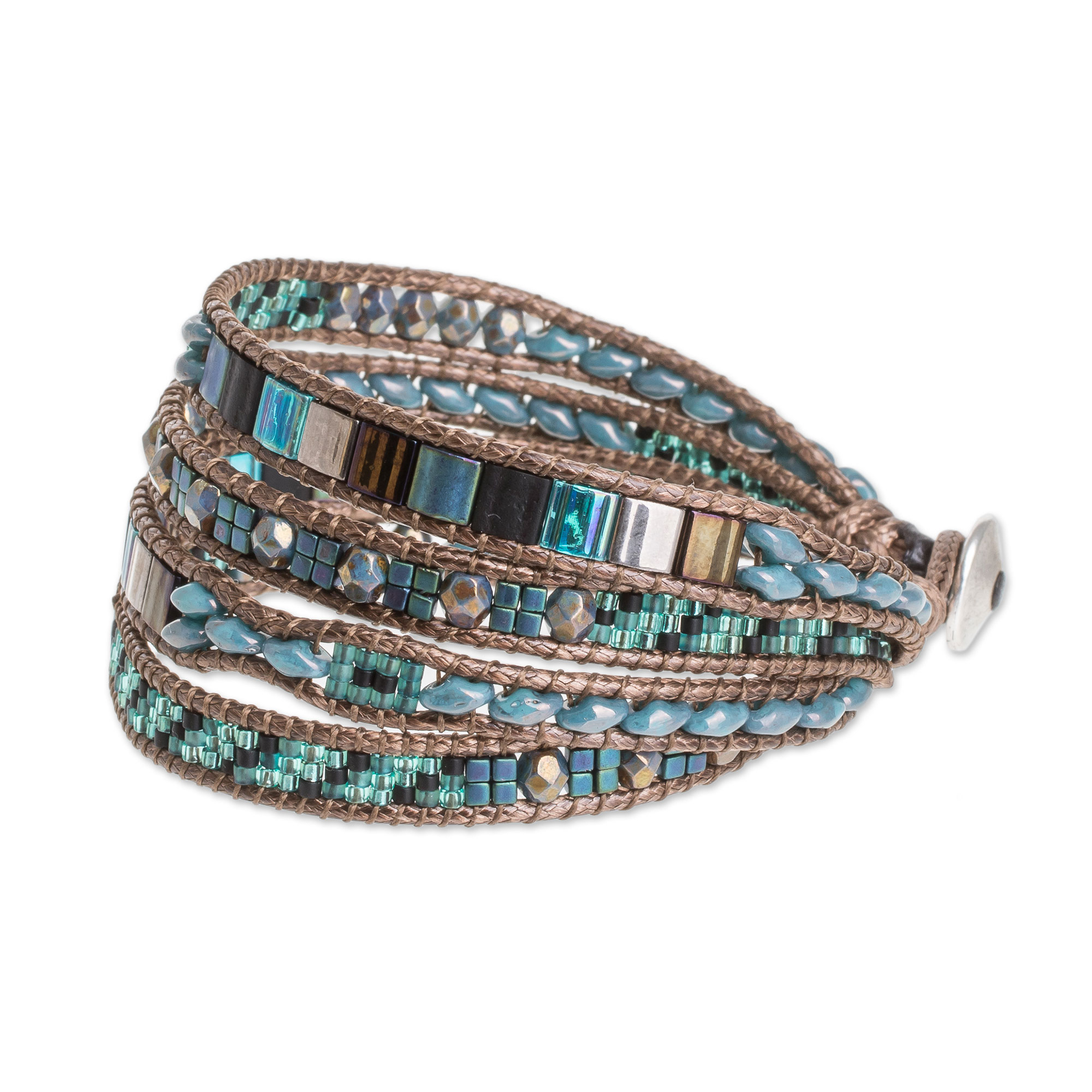 UNICEF Market | Glass Beaded Wristband Bracelet in Turquoise from ...