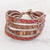 Glass beaded wristband bracelet, 'Sweet Fire' - Red and Brown Glass Beaded Wristband Bracelet from Guatemala thumbail
