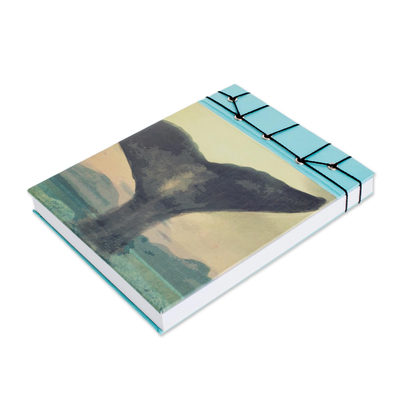 Paper journal, 'Beauty of the Ocean' (5.5 inch) - Whale-Themed Paper Journal from Costa Rica (5.5 inch)