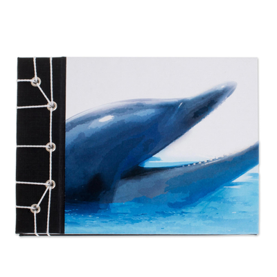 Paper journal, 'Dolphin Call' (5.5 inch) - Dolphin-Themed Paper Journal from Costa Rica (5.5 inch)