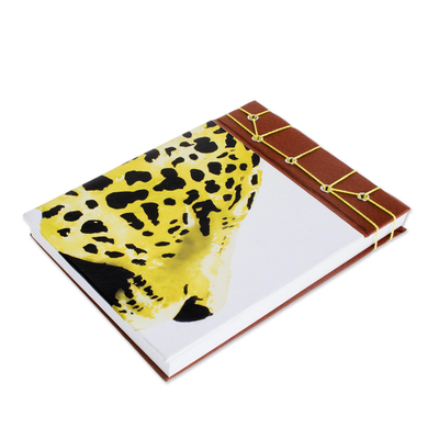 Paper journal, 'Yellow Cheetah' (5.5 inch) - Cheetah-Themed Paper Journal from Costa Rica (5.5 inch)