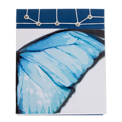 Paper journal, 'Morpheus Wing' (5.5 inch) - Butterfly-Themed Paper Journal from Costa Rica (5.5 inch)