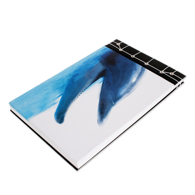 Paper journal, 'Dolphin Call' (8.5 inch) - Dolphin-Themed Paper Journal from Costa Rica (8.5 inch)