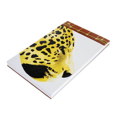 Paper journal, 'Yellow Cheetah' (8.5 inch) - Cheetah-Themed Paper Journal from Costa Rica (8.5 inch)