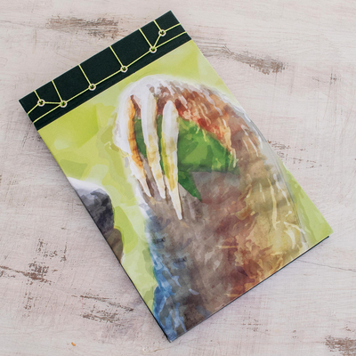 Paper journal, 'Three Toes' (8.5 inch) - Sloth-Themed Paper Journal from Costa Rica (8.5 inch)