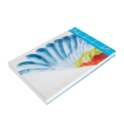 Paper journal, 'Macaw's Wing' (8.5 inch) - Parrot-Themed Paper Journal from Costa Rica (8.5 inch)