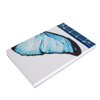 Paper journal, 'Morpheus Wing' (8.5 inch) - Butterfly-Themed Paper Journal from Costa Rica (8.5 inch)