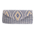 Leather accented cotton eyeglasses case, 'Mayan Cosmos in Cadet Blue' - Handwoven Cotton Eyeglasses Case in Cadet Blue and Ivory (image 2a) thumbail
