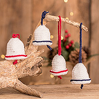 Hand-crocheted ornaments, 'Bells of Bethlehem' (set of 4)