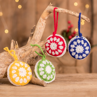 Hand-crocheted ornaments, 'Fantastic Holiday' (set of 4) - Hand-Crocheted Assorted Ornaments from Guatemala (Set of 4)