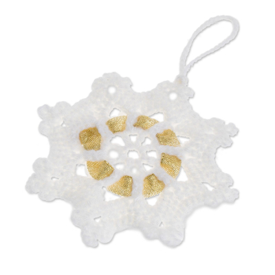Hand-crocheted ornaments, 'Glittering Snow' (set of 4) - Hand-Crocheted Snowflake Ornaments from Guatemala (Set of 4)