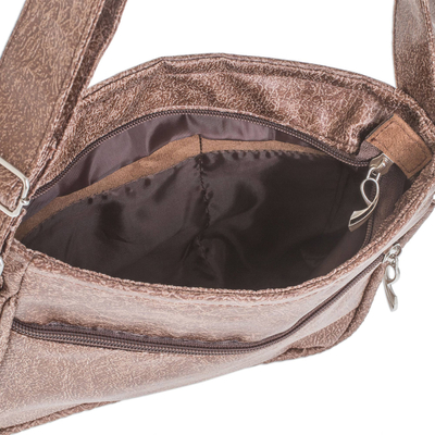 Synthetic leather messenger bag, 'Mahogany Explorer' - Synthetic Leather Messenger Bag in Mahogany from Costa Rica