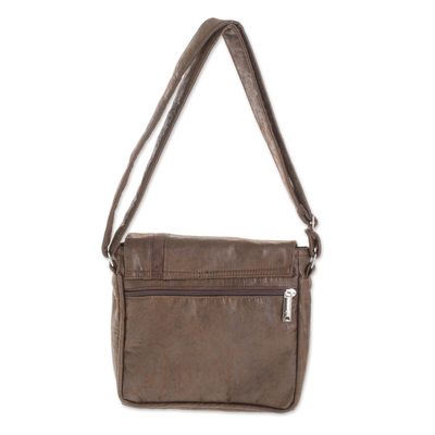 Faux leather messenger bag, 'Chocolate Travels' - Faux Leather Messenger Bag in Chocolate from Costa Rica