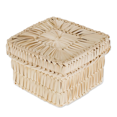 Handcrafted Square Palm Leaf Basket from Guatemala