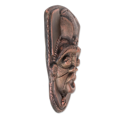 Resin mask, 'Taínos in Bronze' - Handcrafted Bronze Color Resin Decorative Wall Mask