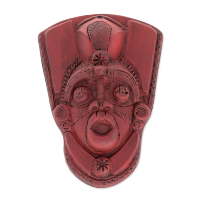 Harzmaske - Handgefertigte dekorative Wandmaske aus rotem Harz und Fiberglas