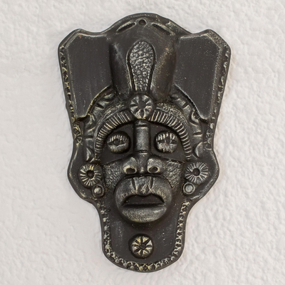Resin mask, 'Honor the Ancients' - Handcrafted Black Resin and Fiberglass Decorative Wall Mask