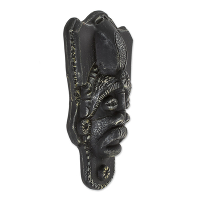 Harzmaske - Handgefertigte dekorative Wandmaske aus schwarzem Harz und Fiberglas