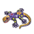 Ceramic figurine, 'Gecko of the Garden in Purple' - Hand Painted Purple and Yellow Floral Motif Ceramic Gecko (image 2a) thumbail