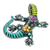 Keramische Figur, 'Gecko des Gartens in Grün'. - Handgemaltes grünes mehrfarbiges Blumenmotiv Keramik-Gecko
