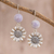 Jade dangle earrings, 'Lilac Gerbera' - Floral Lilac Jade Dangle Earrings from Guatemala (image 2) thumbail