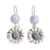 Jade dangle earrings, 'Lilac Gerbera' - Floral Lilac Jade Dangle Earrings from Guatemala thumbail