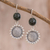 Jade dangle earrings, 'Sunflower Nature' - Jade Sunflower Dangle Earrings from Guatemala (image 2) thumbail