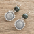 Jade dangle earrings, 'Sunflower Nature' - Jade Sunflower Dangle Earrings from Guatemala (image 2b) thumbail