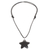 Jade pendant necklace, 'Dark Night Star' - Handcrafted Black Jade Star on Cotton Cord Pendant Necklace (image 2c) thumbail