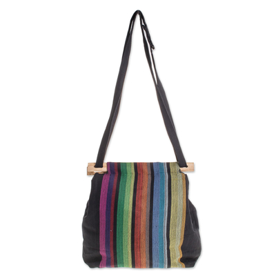Bolsa de algodón - Bolso tote de algodón a rayas de colores de El Salvador