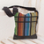 Cotton shoulder bag, 'Island Fiesta' - Colorful Vertical Stripes on Black Cotton Shoulder Bag thumbail