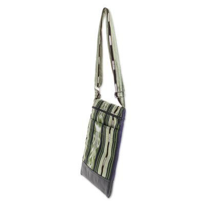 Cotton sling, 'Salvadoran Paths' (12.5 inch) - Handwoven Cotton Sling in Green from El Salvador (12.5 in.)