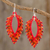 Glass beaded dangle earrings, 'Burning Leaves' - Glass Beaded Dangle Earrings in Orange from El Salvador thumbail