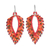 Glass beaded dangle earrings, 'Burning Leaves' - Glass Beaded Dangle Earrings in Orange from El Salvador (image 2a) thumbail
