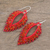 Glass beaded dangle earrings, 'Burning Leaves' - Glass Beaded Dangle Earrings in Orange from El Salvador (image 2b) thumbail